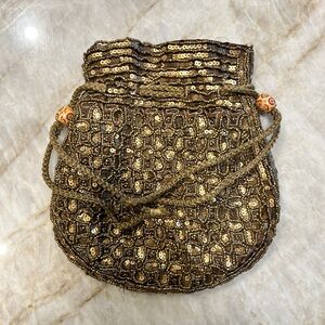 Handmade Sequined Evening Bag Brown Copper | Vintage Style Beaded Clutch Purse